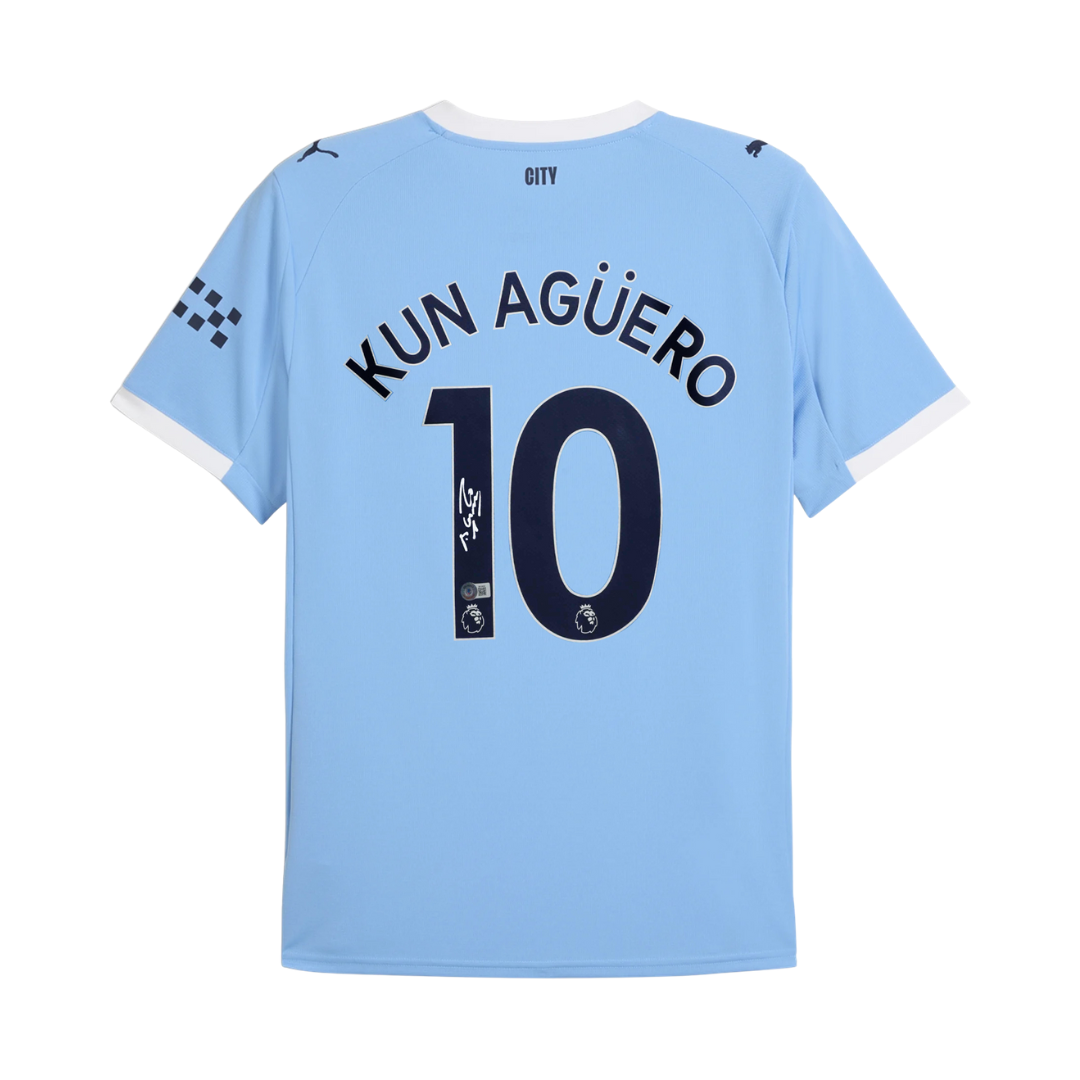Sergio Aguero Signed Manchester City 2025-26 Soccer Jersey #10 with Beckett COA